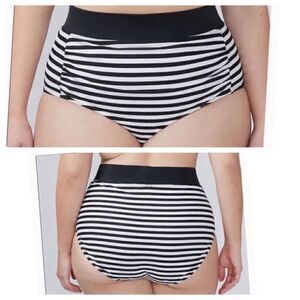 SWIM by Cacique Black & White Stripe Bikini Bottom Size 18